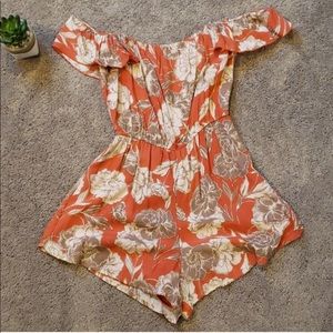Amuse Society burnt orange “sienna” floral romper